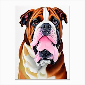 Bulldog 2 Watercolour dog Canvas Print