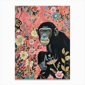 Floral Animal Painting Bonobo 1 Canvas Print