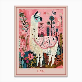 Floral Animal Painting Llama 4 Poster Canvas Print