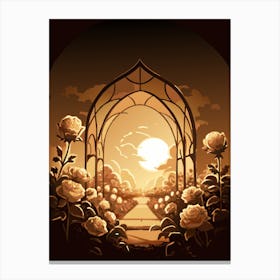 Sunset Roses In The Garden Canvas Print