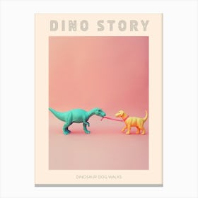 Pastel Toy Dinosaur & A Dog Poster Canvas Print