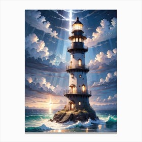 A Lighthouse In The Middle Of The Ocean 55 Canvas Print