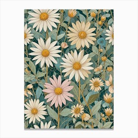 Joyous Daisy Pattern Canvas Print