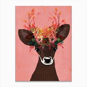 Flower Deer Canvas Print