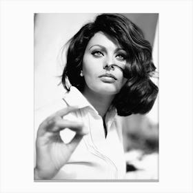 Sophia Loren Black And White Canvas Print