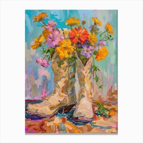 Cowboy Boots And Wildflowers 4 Canvas Print