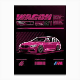 Bmw F31 Wagon Pink Canvas Print