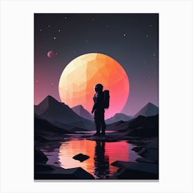 Low Poly Astronaut Minimalist Sunset (15) Canvas Print