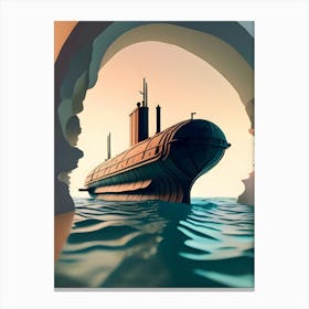 Submarine In The Sea-Reimagined 1 Canvas Print