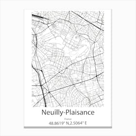 Neuilly Plaisance,France Minimalist Map Canvas Print