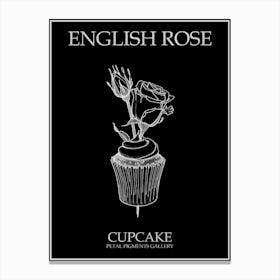 English Rose Cupcake Line Drawing 3 Poster Inverted Canvas Print