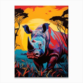Pop Art Rhino In The Wild3 Canvas Print