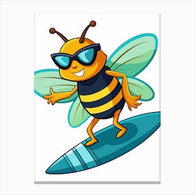 Bee On Surfboard Canvas Print