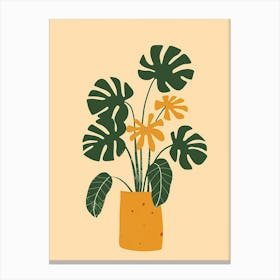 Swiss Cheese Plant Minimalist Illustration 7 Canvas Print