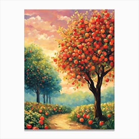 Apple Trees At Sunset Canvas Print
