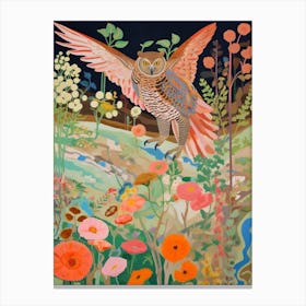 Maximalist Bird Painting Great Horned Owl 2 Canvas Print