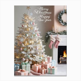 Merry Christmas Happy New Year Canvas Print