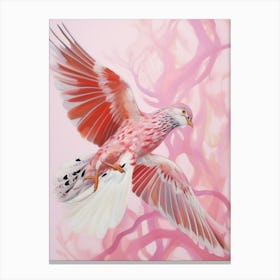 Pink Ethereal Bird Painting Pheasant 2 Canvas Print