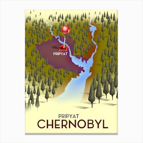 Pryatt Chernobyl Travel map Canvas Print