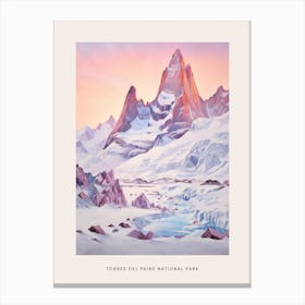 Dreamy Winter National Park Poster  Torres Del Paine National Park Argentina 1 Canvas Print
