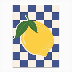 Lemon Checkerboard Blue Canvas Print