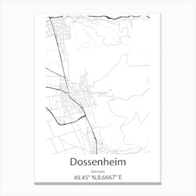 Dossenheim,Germany Minimalist Map Canvas Print