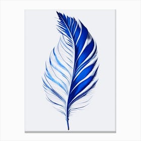 Feather Symbol 1 Blue And White Line Drawing Canvas Print