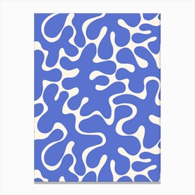 Periwinkle Blue Organic Abstract Shapes on Cream White Canvas Print