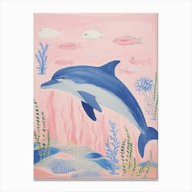 Playful Illustration Of Dolphin For Kids Room 4 Canvas Print