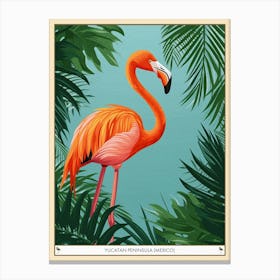 Greater Flamingo Yucatan Peninsula Mexico Tropical Illustration 5 Poster Canvas Print
