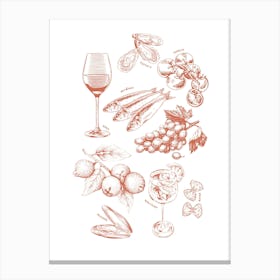 Italian Food Kitchen Travel Illustration Canvas Print