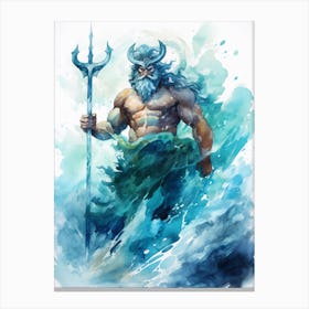  Watercolor Drawing Of Poseidon 4 Canvas Print