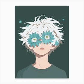 Boy With Flowers On His Face Canvas Print