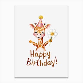 Happy Birthday Giraffe.2 Canvas Print