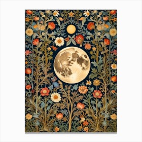 William Morris Moon And Flowers Canvas Print