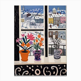 The Windowsill Of Edinburgh   Scotland Snow Inspired By Matisse 2 Canvas Print