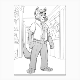 Zootopia (Zootopia) Fantasy Inspired Line Art 3 Canvas Print