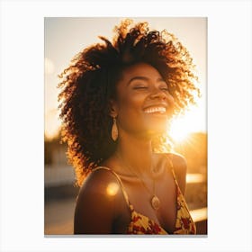 Afro-American Woman Smiling Canvas Print