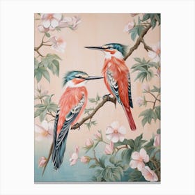 Vintage Japanese Inspired Bird Print Kingfisher 4 Canvas Print