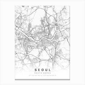 Seoul South Korea White Map Canvas Print