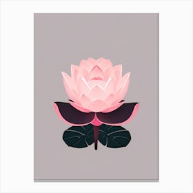 A Pink Lotus In Minimalist Style Vertical Composition 42 Canvas Print