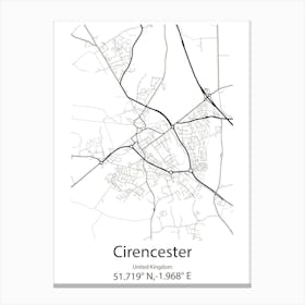 Cirencester,United Kingdom Minimalist Map Canvas Print