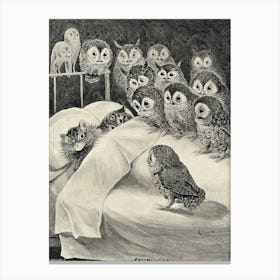 Cat's Nightmare by Louis Wain Vintage Victorian Famous Cats Illustration Owl Surprise Retro Gallery Drawing Remastered High Definition Witchy Funny Humour Canvas Print