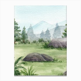Watercolor Landscape green Canvas Print