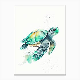 Conservation Sea Turtle, Sea Turtle Minimalist Watercolour 1 Canvas Print