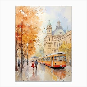 Vienna Austria In Autumn Fall, Watercolour 4 Canvas Print