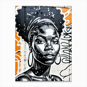 Vintage Graffiti Mural Of Beautiful Black Woman 130 Canvas Print