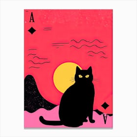 Playing Cards Cat 5 Pink And Black Canvas Print