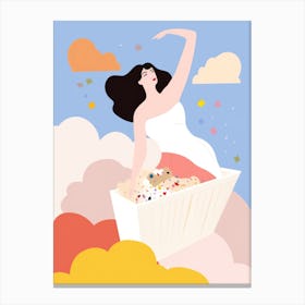 Illustration Of A Woman In The Clouds Canvas Print