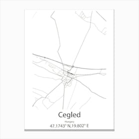 Cegled,Hungary Minimalist Map Canvas Print